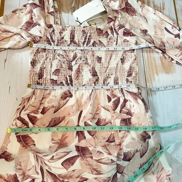 House of Harlow 1960 Linen Palm Print Midi Dress Size Small - Picture 6 of 9